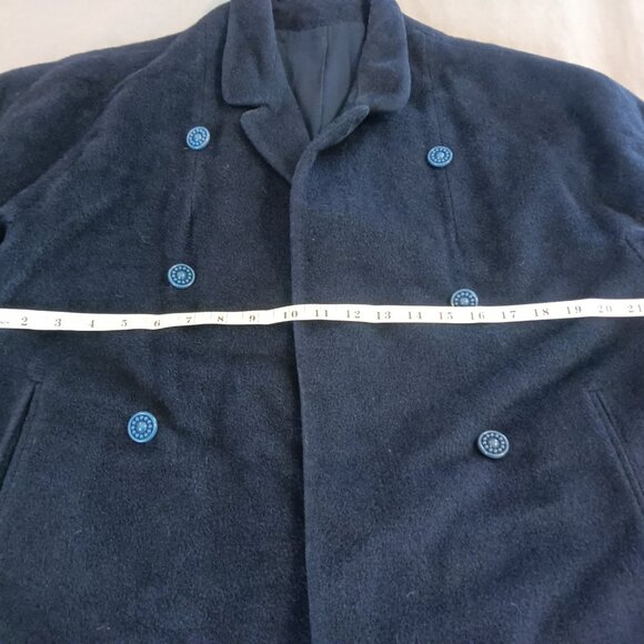 Vintage Louis Goldstein 1950s Wool Coat Navy Open Front Modern Size M to L - Picture 8 of 12